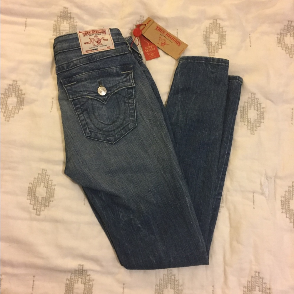 womens true religion designer jeans size 27 skinny